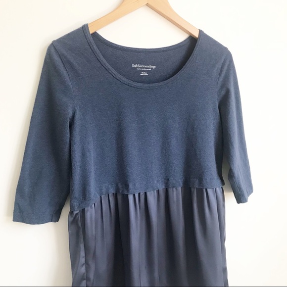 SOFT SURROUNDINGS Blue Tunic Style Blouse Sz M - Picture 2 of 8